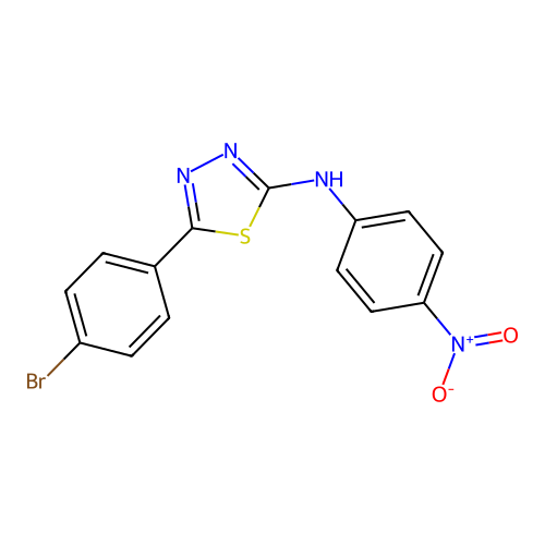 5-(4-bromophenyl)-N-(4-nitrophenyl)-1,3,4-thiadiazol-2-amine structure