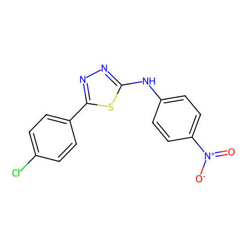 5-(4-chlorophenyl)-N-(4-nitrophenyl)-1,3,4-thiadiazol-2-amine structure