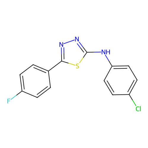 N-(4-chlorophenyl)-5-(4-fluorophenyl)-1,3,4-thiadiazol-2-amine structure
