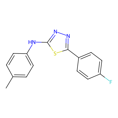 5-(4-fluorophenyl)-N-(p-tolyl)-1,3,4-thiadiazol-2-amine structure