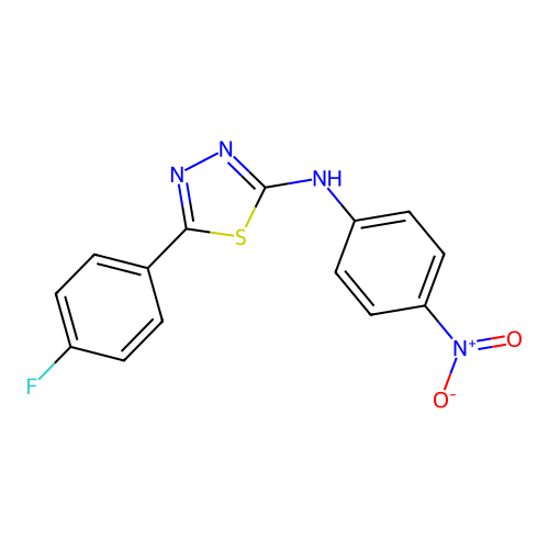 5-(4-fluorophenyl)-N-(4-nitrophenyl)-1,3,4-thiadiazol-2-amine structure