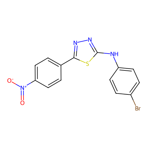 N-(4-bromophenyl)-5-(4-nitrophenyl)-1,3,4-thiadiazol-2-amine structure
