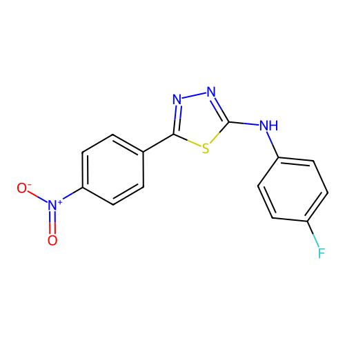 N-(4-fluorophenyl)-5-(4-nitrophenyl)-1,3,4-thiadiazol-2-amine structure