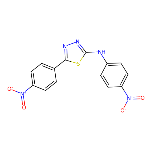 N,5-bis(4-nitrophenyl)-1,3,4-thiadiazol-2-amine structure