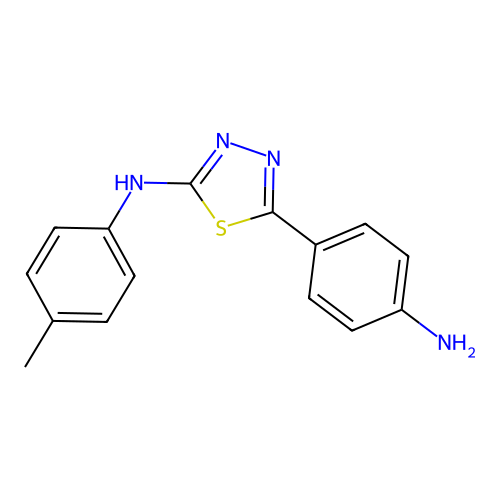 5-(4-aminophenyl)-N-(p-tolyl)-1,3,4-thiadiazol-2-amine structure