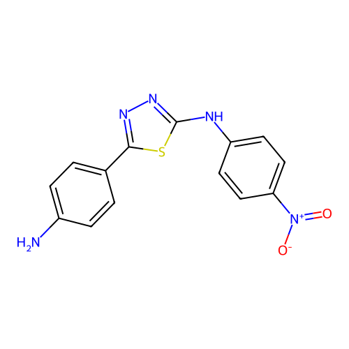 5-(4-aminophenyl)-N-(4-nitrophenyl)-1,3,4-thiadiazol-2-amine structure
