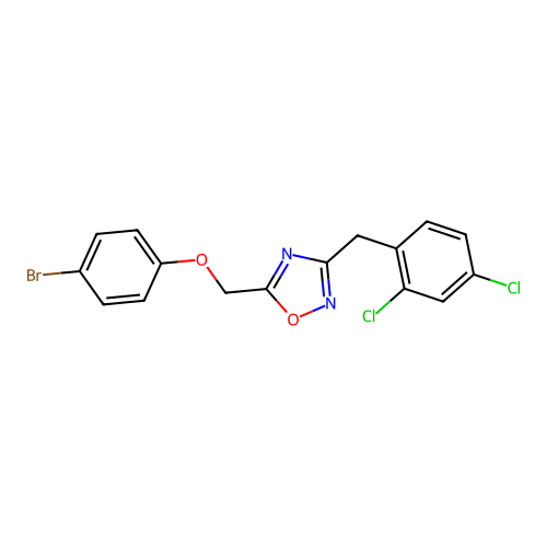 5-[(4-Bromophenoxy)methyl]-3-(2,4-dichlorobenzyl)-1,2,4-oxadiazole structure