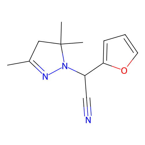 furan-2-yl(3,5,5-trimethyl-4,5-dihydro-1H-pyrazol-1-yl)acetonitrile structure