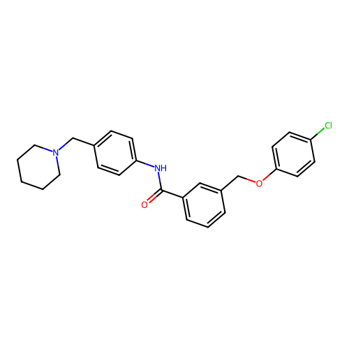 3-((4-Chlorophenoxy)methyl)-N-(4-(1-piperidinylmethyl)phenyl)benzamide structure