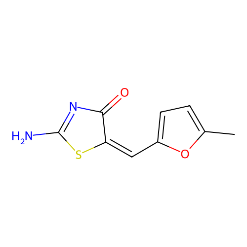 Thiazolidin-4-one, 2-imino-5-(5-methylfuran-2-ylmethylene)- structure