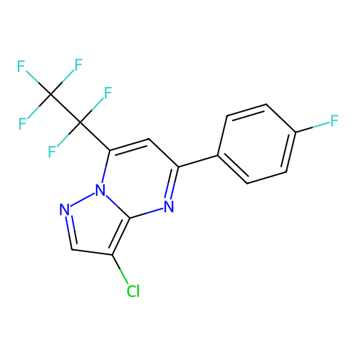 3-chloro-5-(4-fluorophenyl)-7-(1,1,2,2,2-pentafluoroethyl)pyrazolo[1,5-a]pyrimidine structure