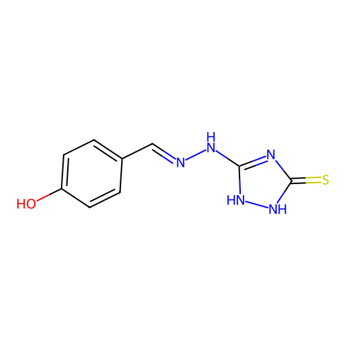 4-Hydroxybenzaldehyde 2-(2,5-dihydro-5-thioxo-1H-1,2,4-triazol-3-yl)hydrazone structure