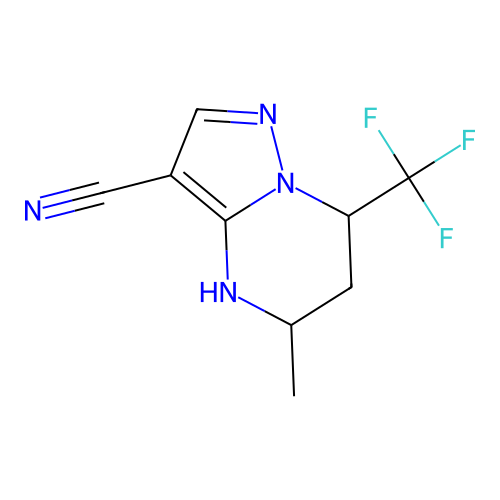 5-methyl-7-(trifluoromethyl)-4,5,6,7-tetrahydropyrazolo[1,5-a]pyrimidine-3-carbonitrile structure