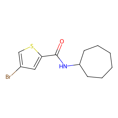 4-bromo-N-cycloheptylthiophene-2-carboxamide structure
