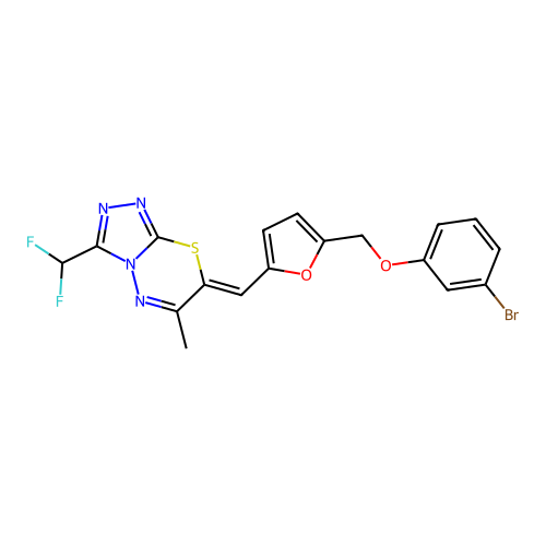 7-[[5-[(3-Bromophenoxy)methyl]-2-furanyl]methylene]-3-(difluoromethyl)-6-methyl-7H-1,2,4-triazolo[3,4-b][1,3,4]thiadiazine structure