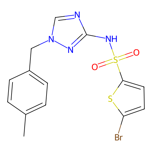 5-bromo-N-[1-[(4-methylphenyl)methyl]-1,2,4-triazol-3-yl]thiophene-2-sulfonamide structure