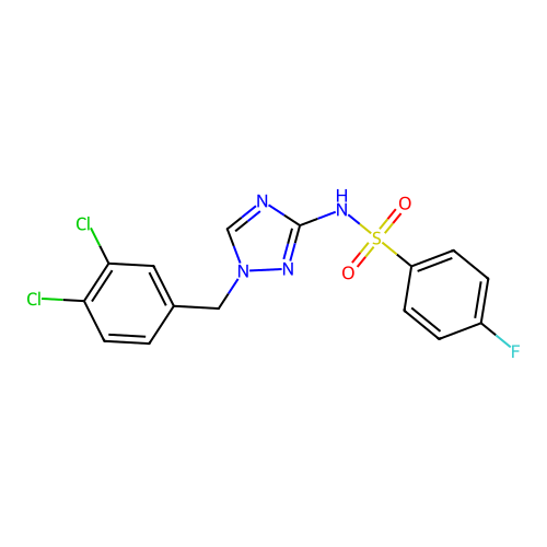 N-[1-[(3,4-dichlorophenyl)methyl]-1,2,4-triazol-3-yl]-4-fluorobenzenesulfonamide structure