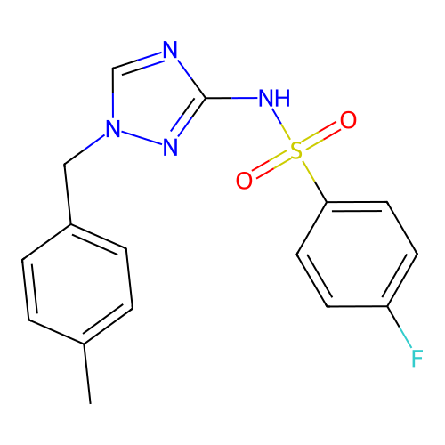 4-fluoro-N-[1-[(4-methylphenyl)methyl]-1,2,4-triazol-3-yl]benzenesulfonamide structure