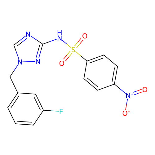 N-[1-[(3-fluorophenyl)methyl]-1,2,4-triazol-3-yl]-4-nitrobenzenesulfonamide structure