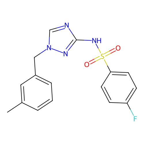 4-fluoro-N-[1-[(3-methylphenyl)methyl]-1,2,4-triazol-3-yl]benzenesulfonamide structure