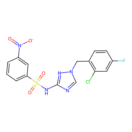 N-[1-[(2-chloro-4-fluorophenyl)methyl]-1,2,4-triazol-3-yl]-3-nitrobenzenesulfonamide structure