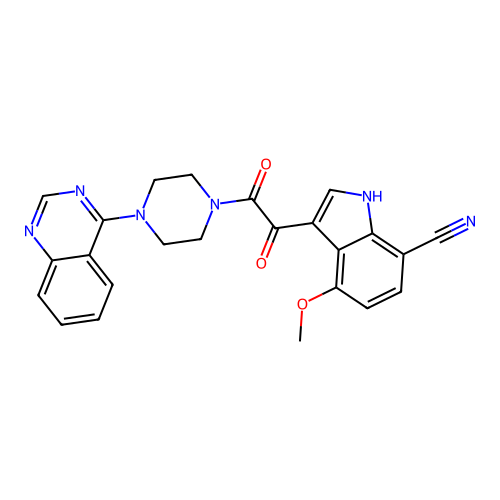piperazine,1-[(7-cyano-4-methoxy-1h-indol-3-yl)oxoacetyl]-4-(4-quinazolinyl)- structure