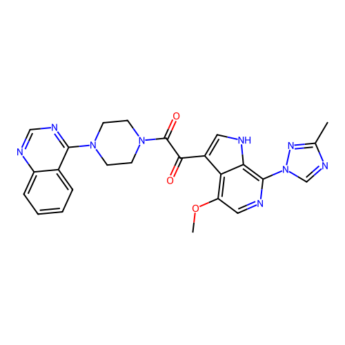 1-[4-methoxy-7-(3-methyl-1,2,4-triazol-1-yl)-1H-pyrrolo[2,3-c]pyridin-3-yl]-2-(4-quinazolin-4-ylpiperazin-1-yl)ethane-1,2-dione structure