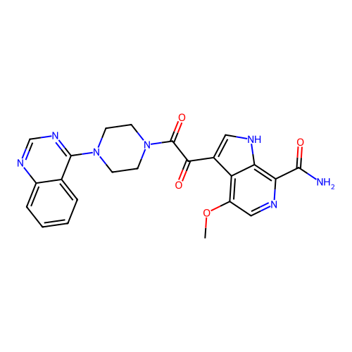 1h-pyrrolo[2,3-c]pyridine-7-carboxamide,4-methoxy-3-[oxo[4-(4-quinazolinyl)-1-piperazinyl]acetyl]- structure