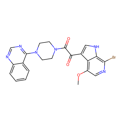 1-(7-bromo-4-methoxy-1H-pyrrolo[2,3-c]pyridin-3-yl)-2-(4-quinazolin-4-ylpiperazin-1-yl)ethane-1,2-dione structure