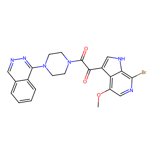 1-(7-bromo-4-methoxy-1H-pyrrolo[2,3-c]pyridin-3-yl)-2-(4-phthalazin-1-ylpiperazin-1-yl)ethane-1,2-dione structure