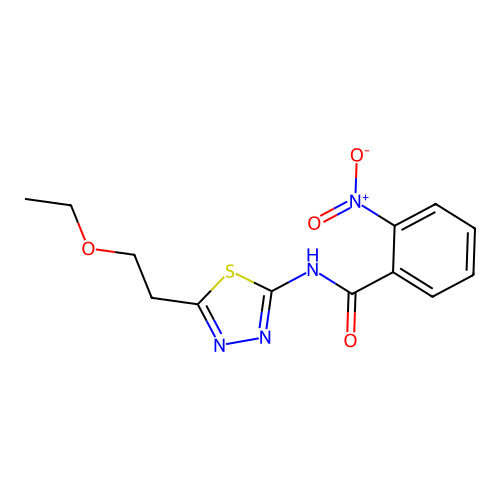 N-[5-(2-ethoxyethyl)-1,3,4-thiadiazol-2-yl]-2-nitrobenzamide structure