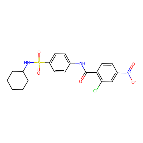 2-chloro-N-[4-(cyclohexylsulfamoyl)phenyl]-4-nitrobenzamide structure