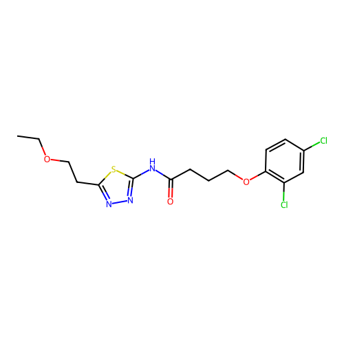 4-(2,4-dichlorophenoxy)-N-[5-(2-ethoxyethyl)-1,3,4-thiadiazol-2-yl]butanamide structure