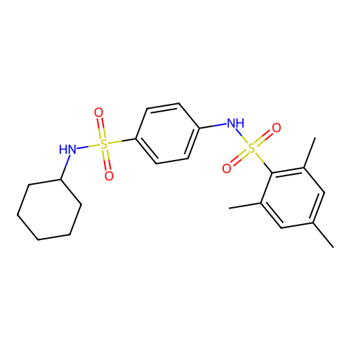 N-[4-(cyclohexylsulfamoyl)phenyl]-2,4,6-trimethylbenzenesulfonamide structure