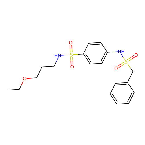 4-(benzylsulfonylamino)-N-(3-ethoxypropyl)benzenesulfonamide structure