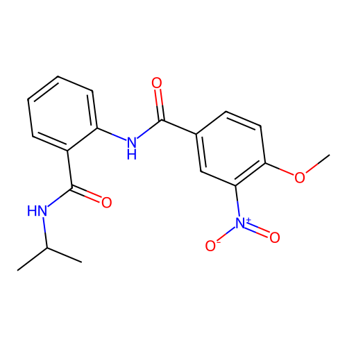 4-methoxy-3-nitro-N-[2-(propan-2-ylcarbamoyl)phenyl]benzamide structure