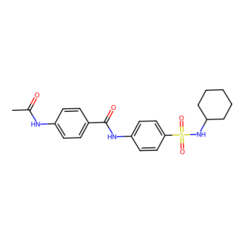 4-acetamido-N-[4-(cyclohexylsulfamoyl)phenyl]benzamide structure