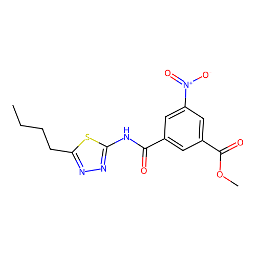 Methyl 3-[(5-butyl-1,3,4-thiadiazol-2-yl)carbamoyl]-5-nitrobenzoate structure