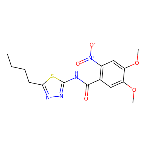 N-(5-butyl-1,3,4-thiadiazol-2-yl)-4,5-dimethoxy-2-nitrobenzamide structure