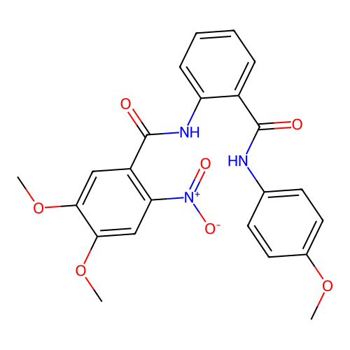 4,5-dimethoxy-N-[2-[(4-methoxyphenyl)carbamoyl]phenyl]-2-nitrobenzamide structure