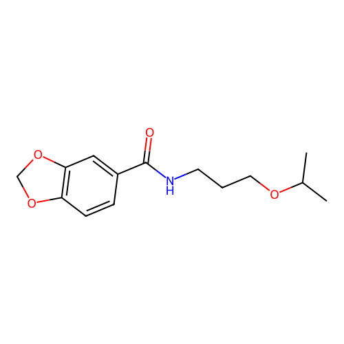 N-(3-propan-2-yloxypropyl)-1,3-benzodioxole-5-carboxamide structure