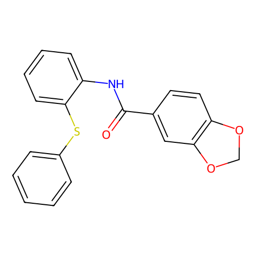 N-(2-phenylsulfanylphenyl)-1,3-benzodioxole-5-carboxamide structure