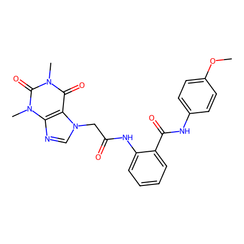2-[[2-(1,3-dimethyl-2,6-dioxopurin-7-yl)acetyl]amino]-N-(4-methoxyphenyl)benzamide structure