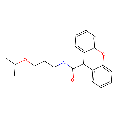 N-(3-propan-2-yloxypropyl)-9H-xanthene-9-carboxamide structure