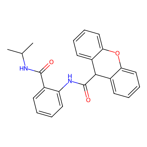 N-[2-(propan-2-ylcarbamoyl)phenyl]-9H-xanthene-9-carboxamide structure