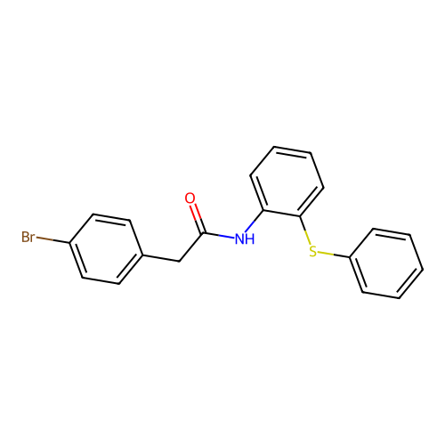 2-(4-bromophenyl)-N-(2-phenylsulfanylphenyl)acetamide structure