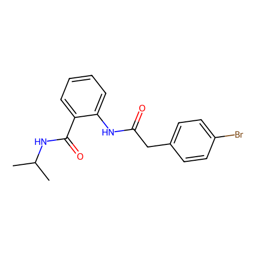 2-[[2-(4-bromophenyl)acetyl]amino]-N-propan-2-ylbenzamide structure