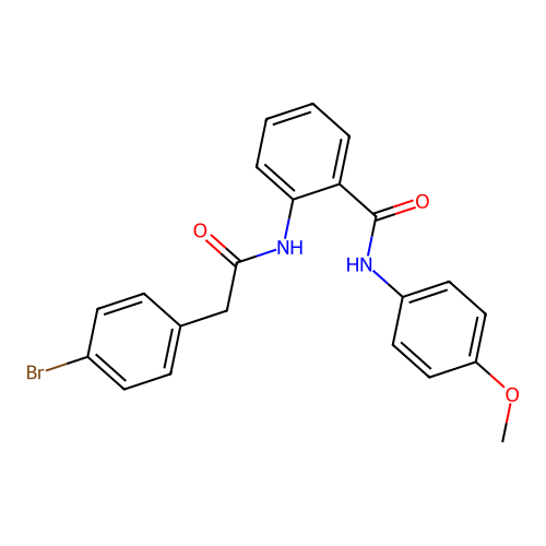 2-[[2-(4-bromophenyl)acetyl]amino]-N-(4-methoxyphenyl)benzamide structure