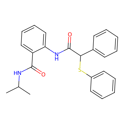 2-{[phenyl(phenylsulfanyl)acetyl]amino}-N-(propan-2-yl)benzamide structure