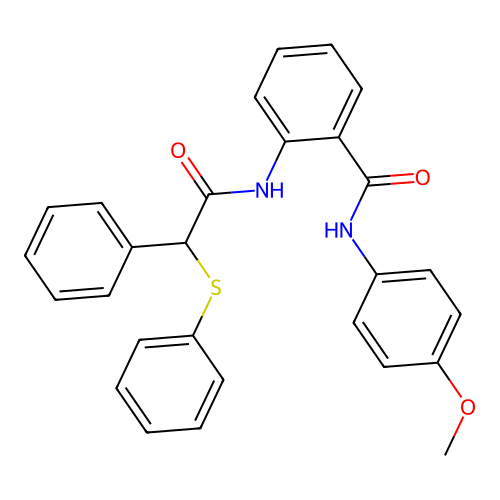 N-(4-methoxyphenyl)-2-{[phenyl(phenylsulfanyl)acetyl]amino}benzamide structure